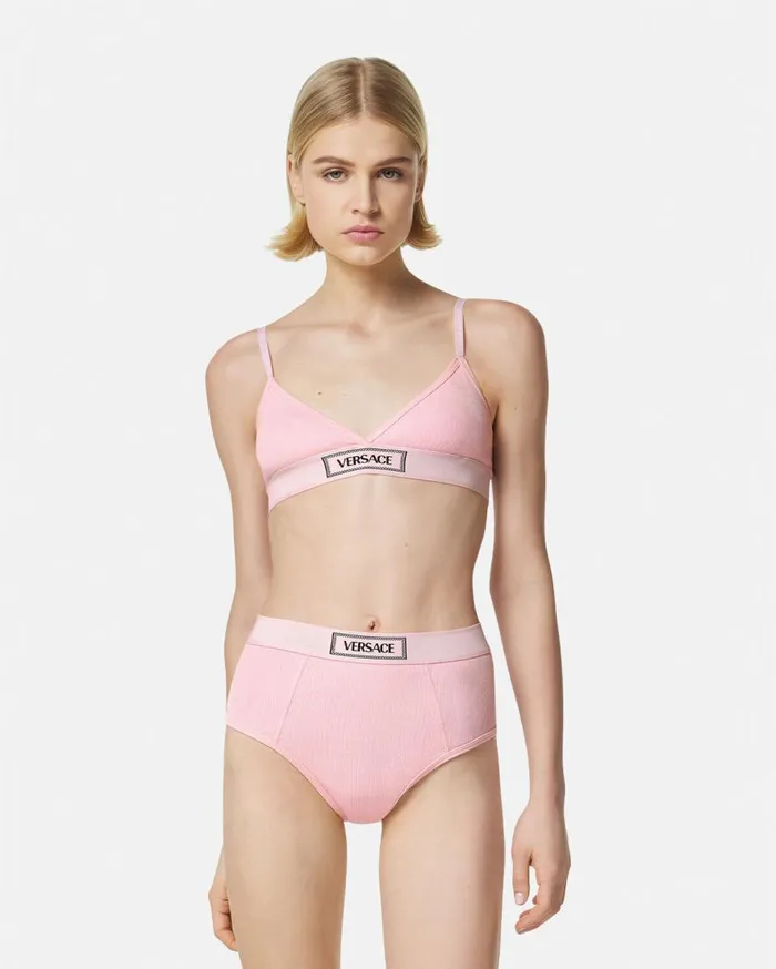 Versace Bras and Briefs 90s Vintage Logo Ribbed Bralette Light Pink 8211 Women Versace Bras and Briefs 90s Vintage Logo Ribbed Bralette Light Pink 8211 Women