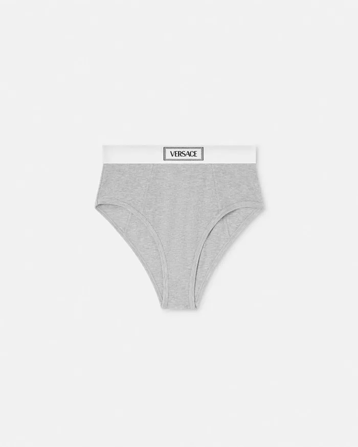 Versace Bras and Briefs 90s Vintage Logo Ribbed Briefs Gray 8211 Women