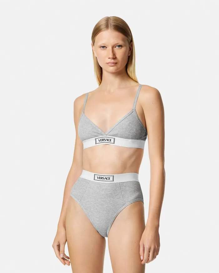 Versace Bras and Briefs 90s Vintage Logo Ribbed Briefs Gray 8211 Women Versace Bras and Briefs 90s Vintage Logo Ribbed Briefs Gray 8211 Women