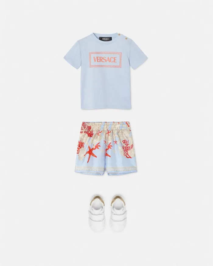 Versace Clothing 90s Vintage Logo Baby TShirt Light Blue 8211 Children Versace Clothing 90s Vintage Logo Baby TShirt Light Blue 8211 Children