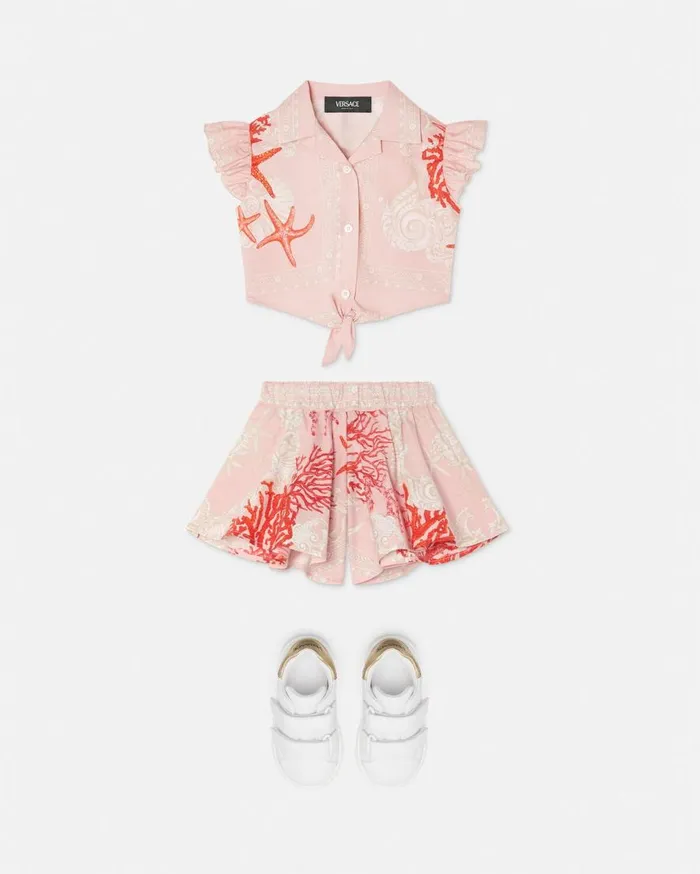 Versace Clothing Barocco Sea Baby Knotted Shirt Coral 8211 Children