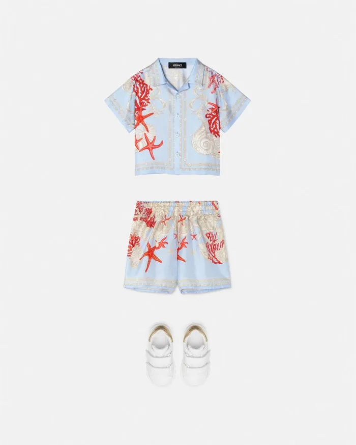 Versace Clothing Barocco Sea Baby Silk Shorts Blueprint 8211 Children