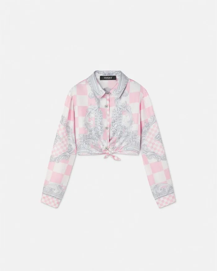 Versace Clothing Medusa Contrasto Kids Silk Shirt Pinkprint 8211 Children