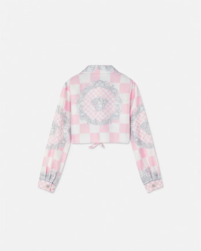 Versace Clothing Medusa Contrasto Kids Silk Shirt Pinkprint 8211 Children