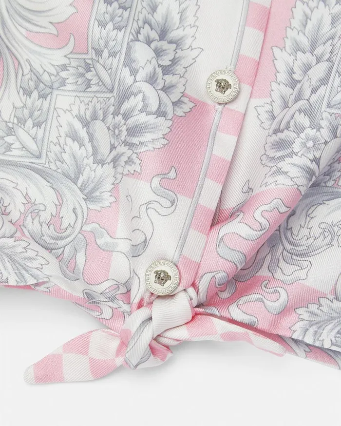 Versace Clothing Medusa Contrasto Kids Silk Shirt Pinkprint 8211 Children