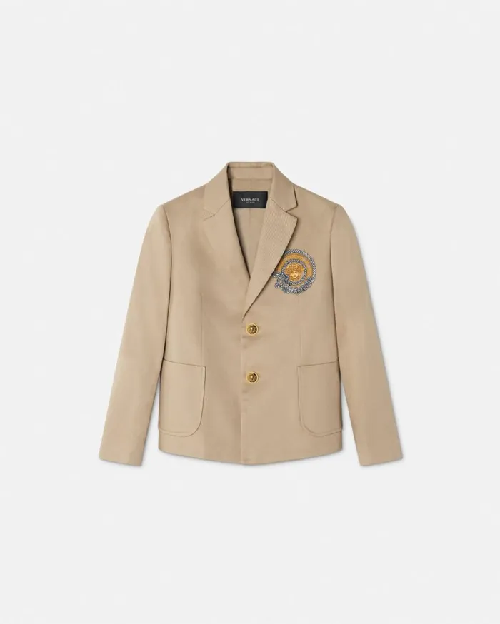Versace Clothing Nautical Medusa Gabardine Kids Blazer Beige 8211 Children