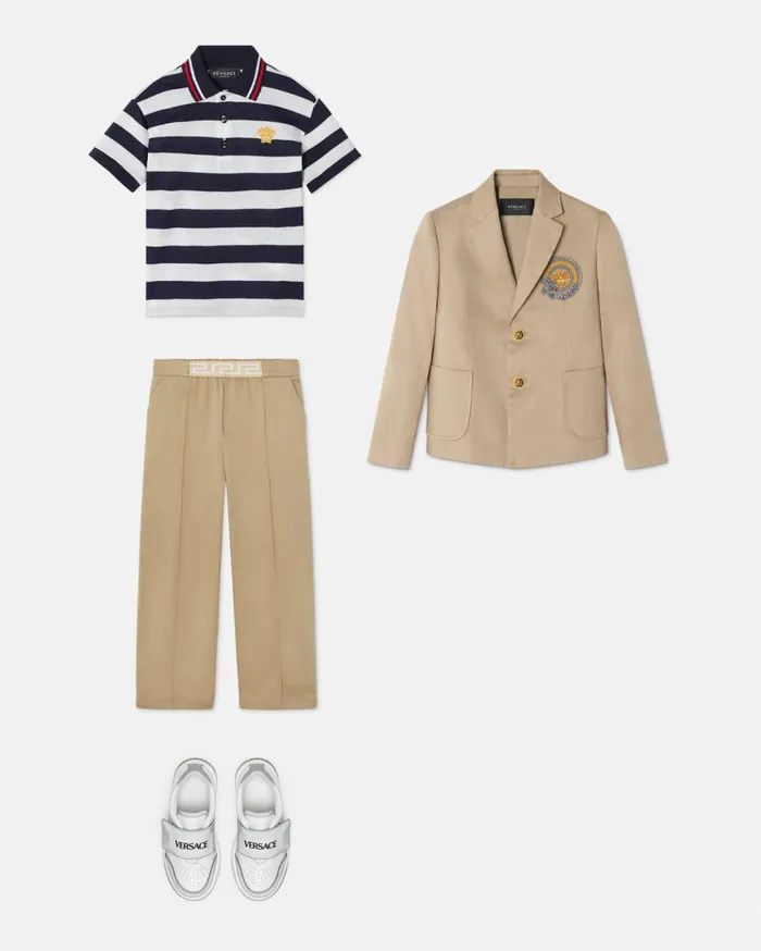 Versace Clothing Nautical Medusa Gabardine Kids Blazer Beige 8211 Children Versace Clothing Nautical Medusa Gabardine Kids Blazer Beige 8211 Children