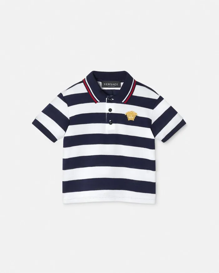 Versace Clothing Nautical Stripe Baby Polo Shirt Blue 8211 Children