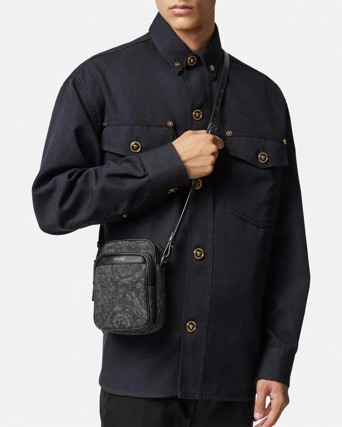 Versace Crossbody and Messengers Barocco Crossbody Bag Blackprint 8211 Men Versace Crossbody and Messengers Barocco Crossbody Bag Blackprint 8211 Men