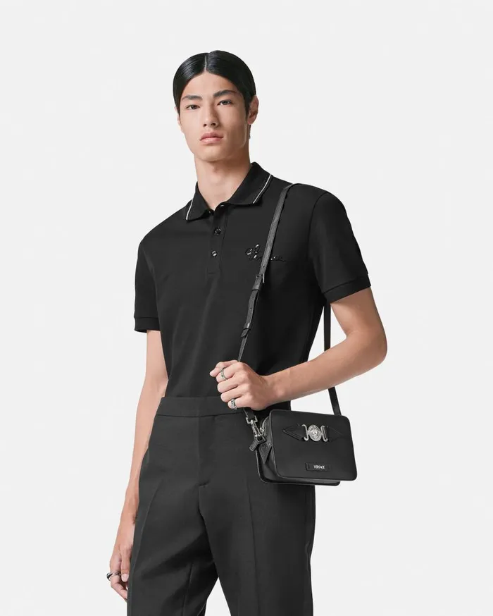 Versace Crossbody and Messengers Medusa Biggie Small Messenger Bag Blacksilver 8211 Men Versace Crossbody and Messengers Medusa Biggie Small Messenger Bag Blacksilver 8211 Men