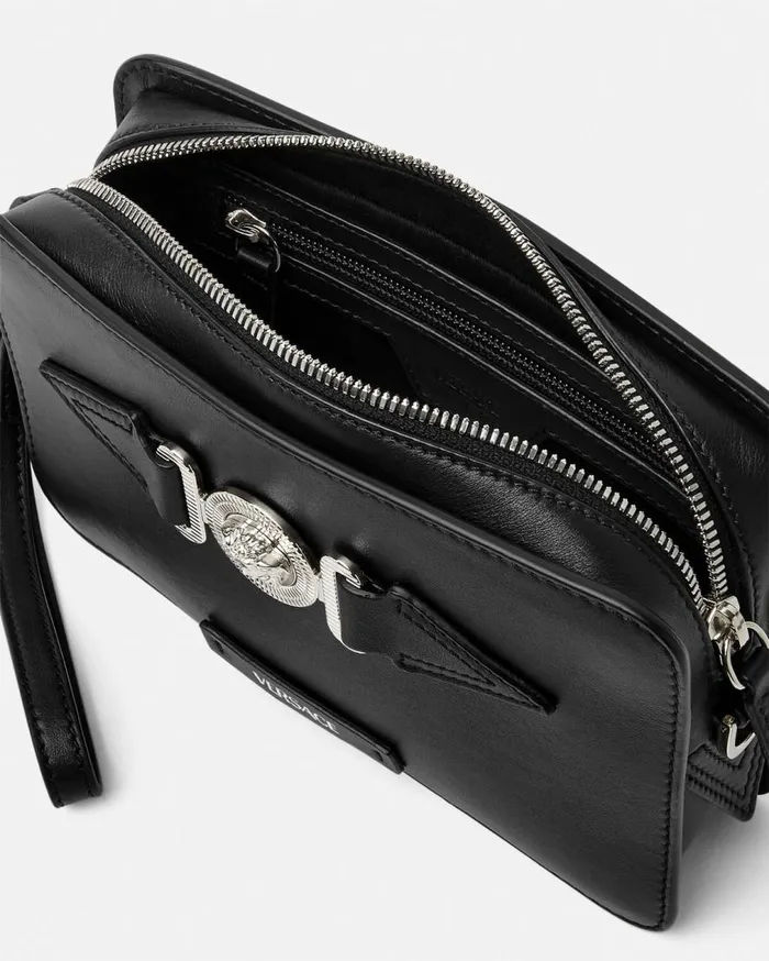 Versace Crossbody and Messengers Medusa Biggie Small Messenger Bag Blacksilver 8211 Men Versace Crossbody and Messengers Medusa Biggie Small Messenger Bag Blacksilver 8211 Men
