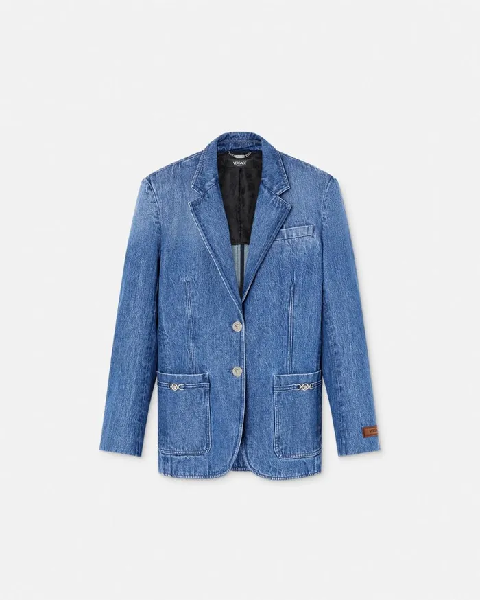 Versace Denim Oversized Tailored Denim Blazer Blue 8211 Women