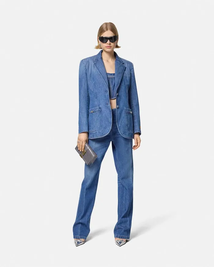 Versace Denim Oversized Tailored Denim Blazer Blue 8211 Women Versace Denim Oversized Tailored Denim Blazer Blue 8211 Women