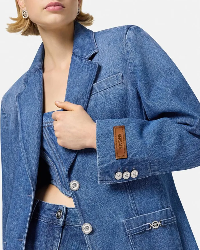 Versace Denim Oversized Tailored Denim Blazer Blue 8211 Women Versace Denim Oversized Tailored Denim Blazer Blue 8211 Women