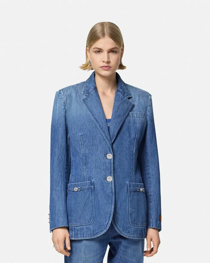 Versace Denim Oversized Tailored Denim Blazer Blue 8211 Women Versace Denim Oversized Tailored Denim Blazer Blue 8211 Women