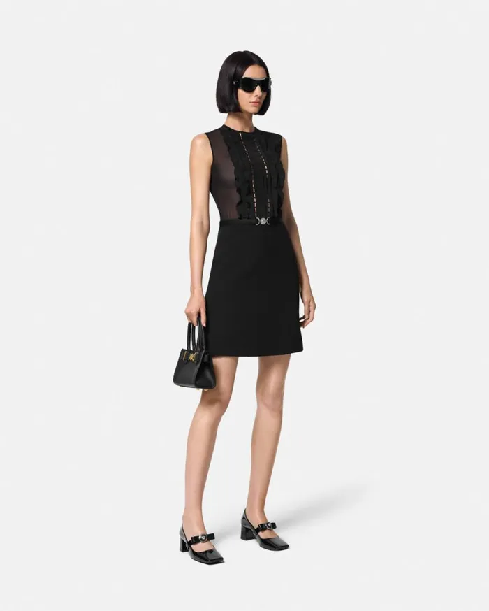 Versace Dresses ALine Silk Georgette Mini Dress Black 8211 Women Versace Dresses ALine Silk Georgette Mini Dress Black 8211 Women
