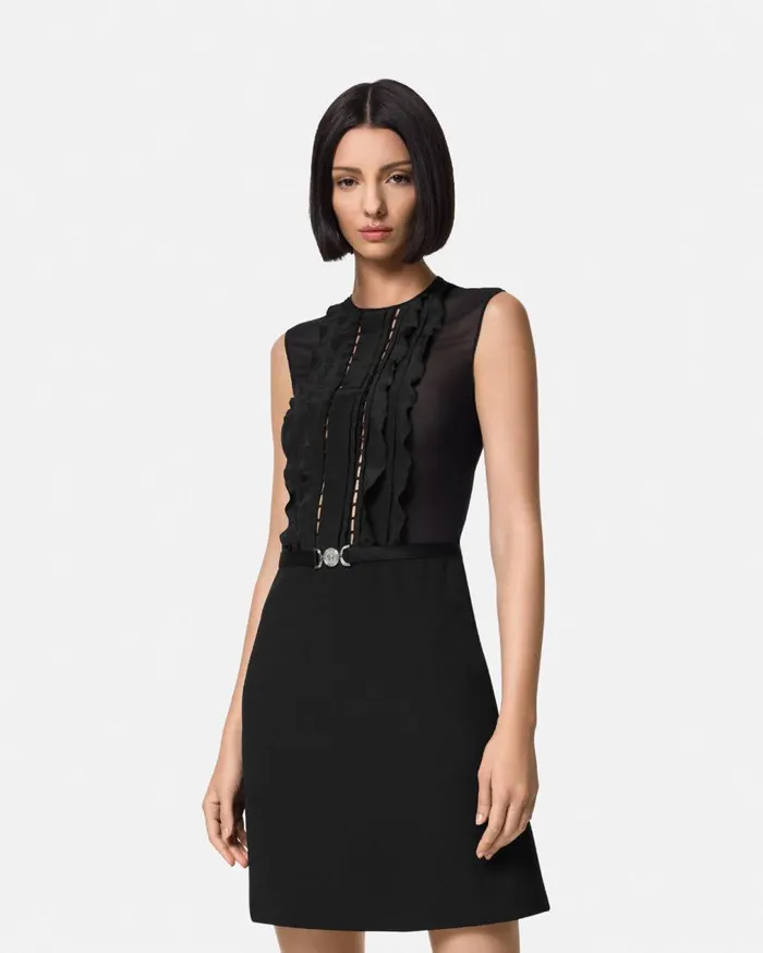 Versace Dresses ALine Silk Georgette Mini Dress Black 8211 Women Versace Dresses ALine Silk Georgette Mini Dress Black 8211 Women