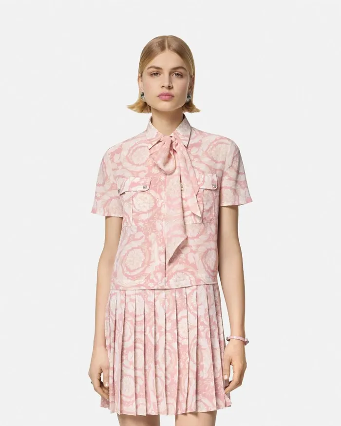 Versace Dresses Barocco Lavallire Silk Crpe Mini Dress White 8211 Women Versace Dresses Barocco Lavallire Silk Crpe Mini Dress White 8211 Women