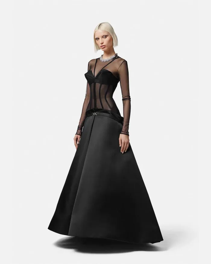 Versace Dresses Medusa 03995 Bustier Box Pleat Gown Black 8211 Women Versace Dresses Medusa 03995 Bustier Box Pleat Gown Black 8211 Women