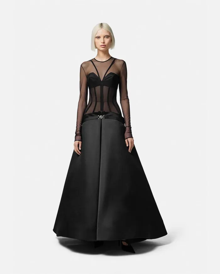 Versace Dresses Medusa 03995 Bustier Box Pleat Gown Black 8211 Women Versace Dresses Medusa 03995 Bustier Box Pleat Gown Black 8211 Women