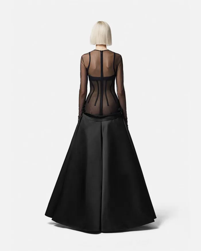 Versace Dresses Medusa 03995 Bustier Box Pleat Gown Black 8211 Women Versace Dresses Medusa 03995 Bustier Box Pleat Gown Black 8211 Women