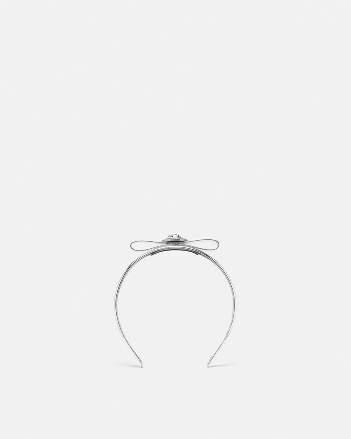 Versace Hair Accessories Gianni Ribbon Metallic Headband Silver 8211 Women