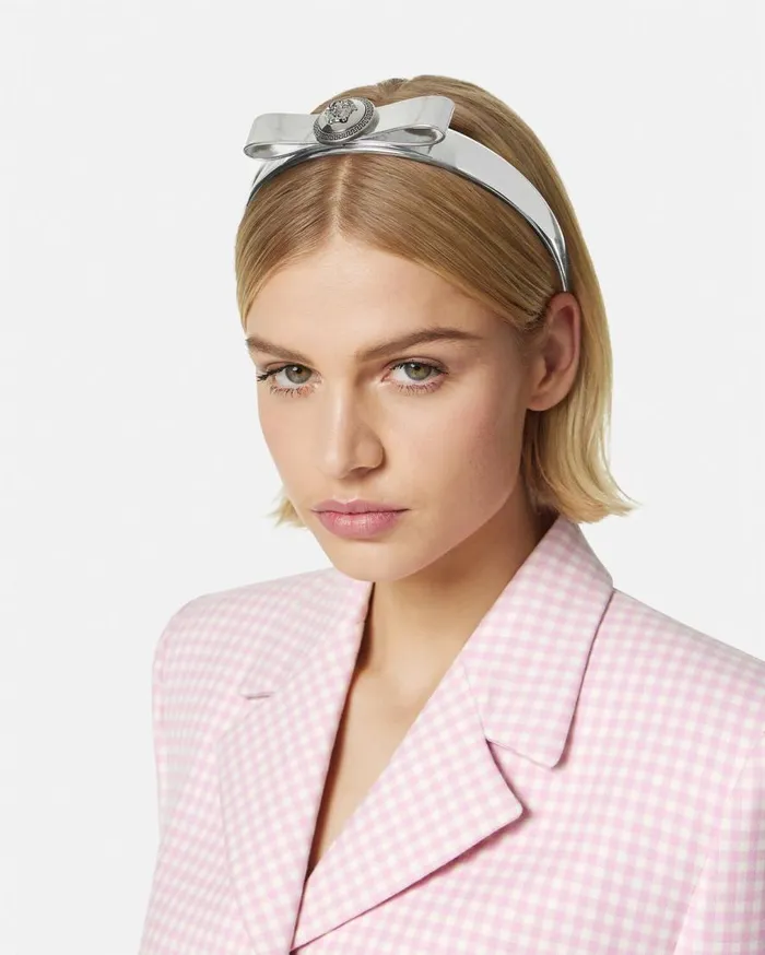 Versace Hair Accessories Gianni Ribbon Metallic Headband Silver 8211 Women Versace Hair Accessories Gianni Ribbon Metallic Headband Silver 8211 Women
