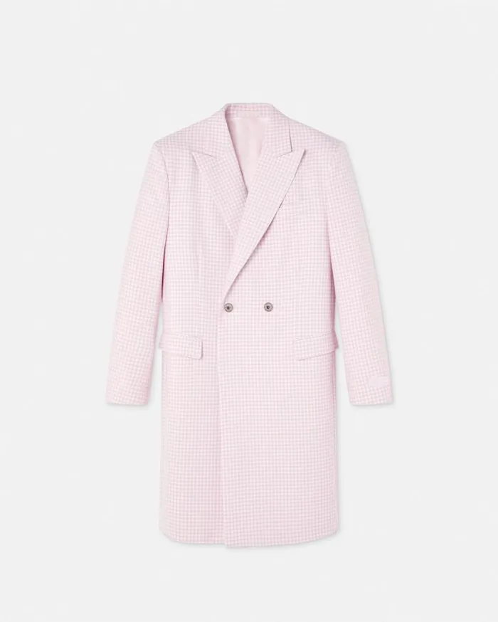 Versace Jackets and Coats Contrasto DoubleBreasted Overcoat Light Pink 8211 Men