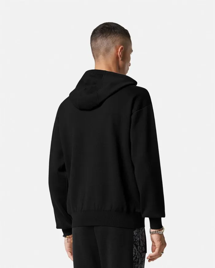 Versace Knitwear Barocco Jacquard Knit Zip Hoodie Black 8211 Men