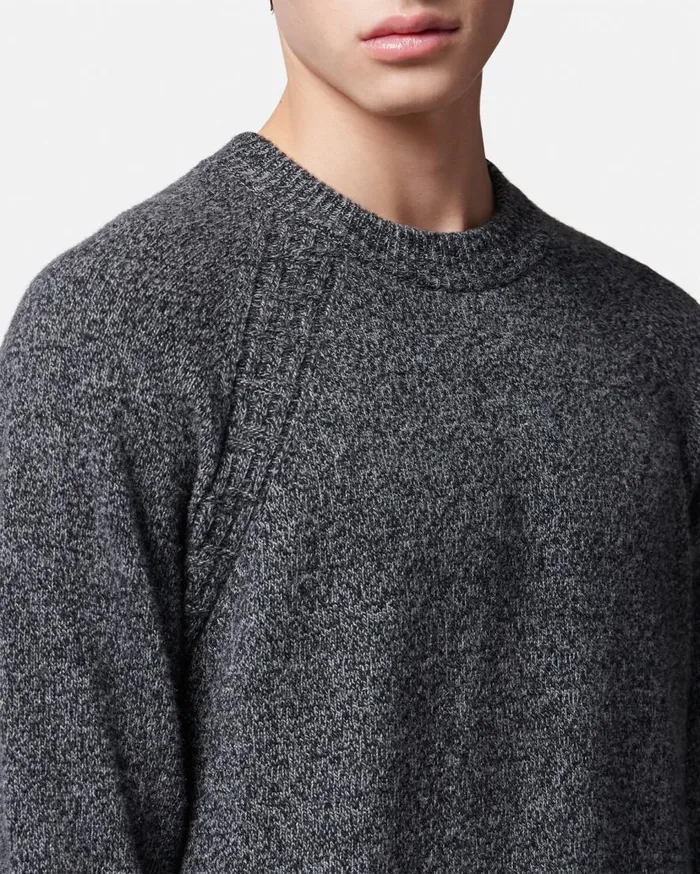Versace Knitwear Greca Melang Cashmere Sweater Blacksilver 8211 Men Versace Knitwear Greca Melang Cashmere Sweater Blacksilver 8211 Men