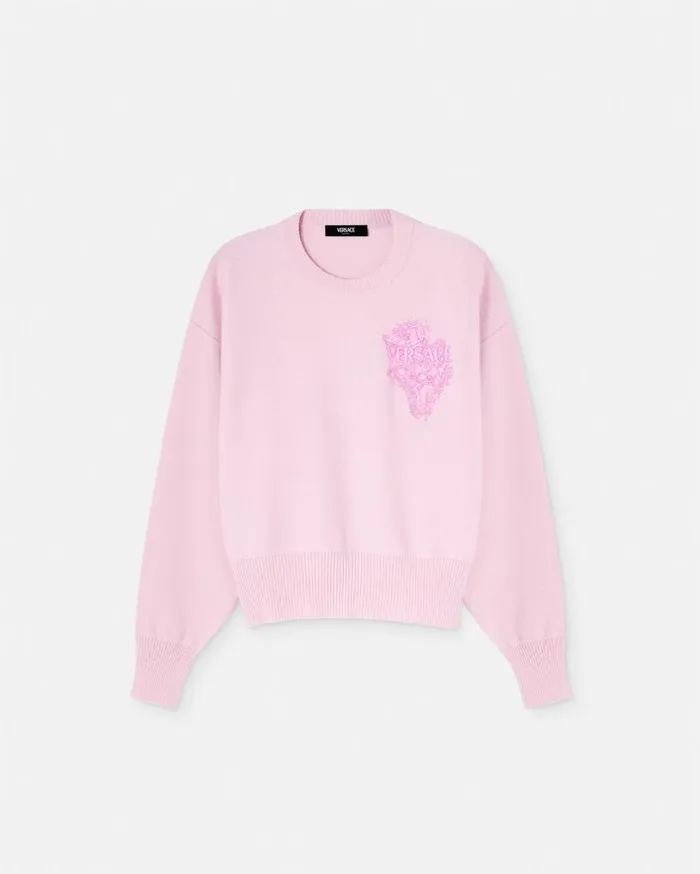 Versace Knitwear Year Of The Dragon Sweater Light Pink 8211 Women