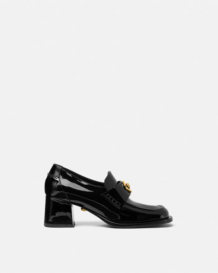 Versace Loafers and Flats Alia Patent Loafer Pumps 55 Mm Blackgold 8211 Women