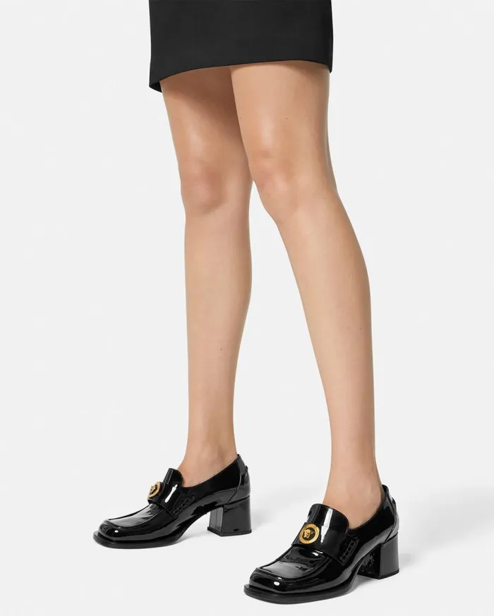 Versace Loafers and Flats Alia Patent Loafer Pumps 55 Mm Blackgold 8211 Women Versace Loafers and Flats Alia Patent Loafer Pumps 55 Mm Blackgold 8211 Women