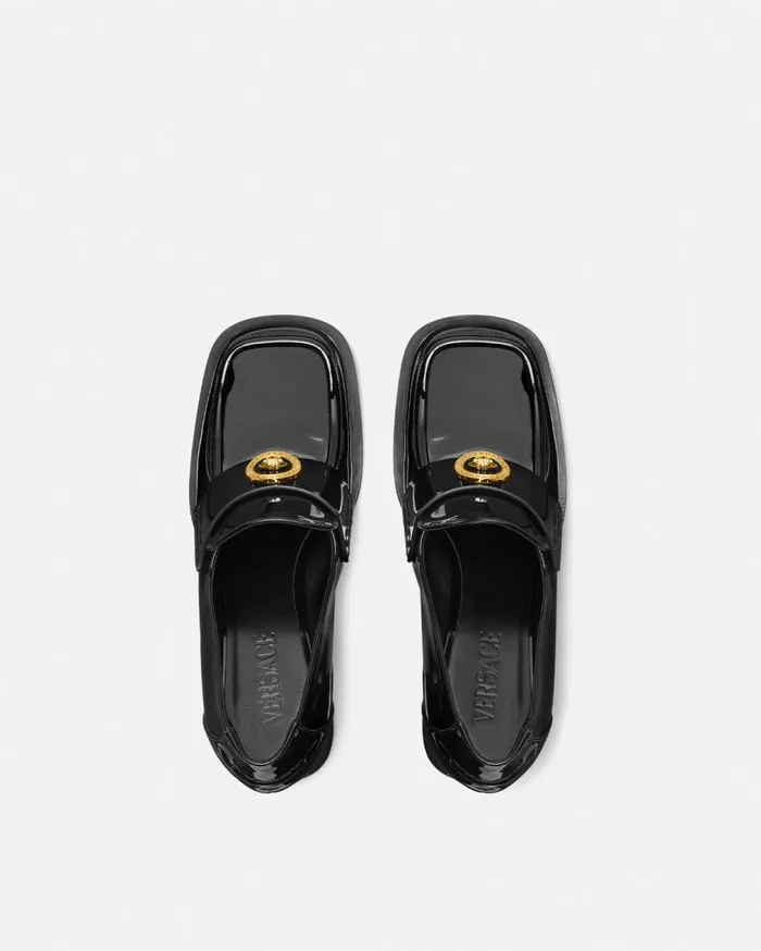 Versace Loafers and Flats Alia Patent Loafer Pumps 55 Mm Blackgold 8211 Women Versace Loafers and Flats Alia Patent Loafer Pumps 55 Mm Blackgold 8211 Women