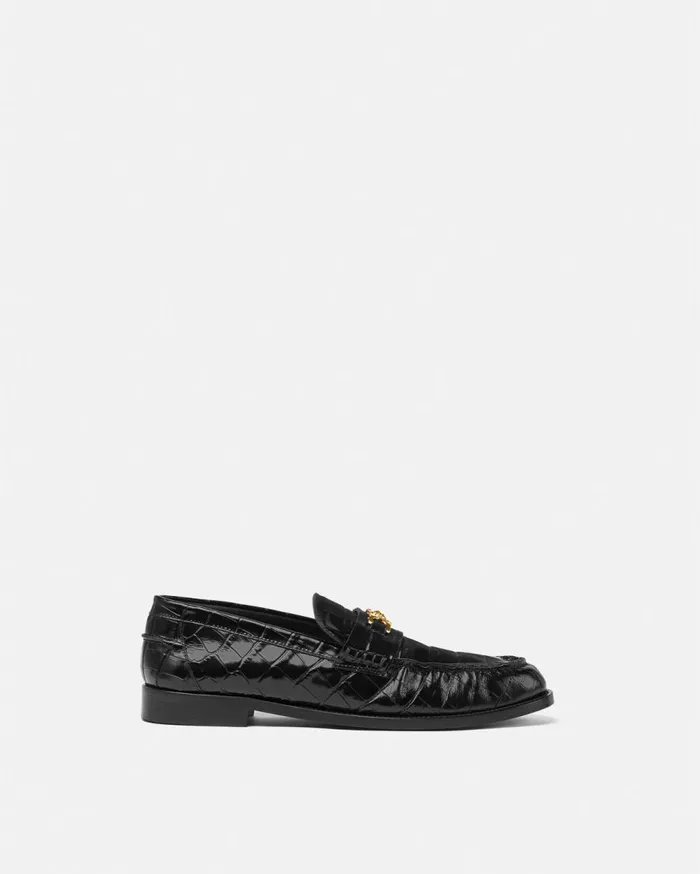 Versace Loafers and Slippers CrocEffect Medusa 03995 Loafers Blackgold 8211 Men