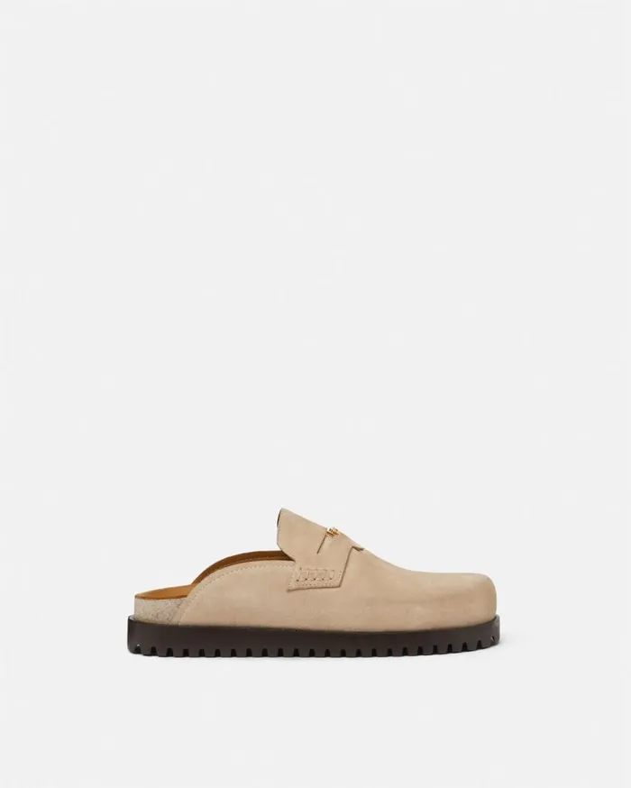 Versace Loafers and Slippers Suede Medusa Mules Beige 8211 Men