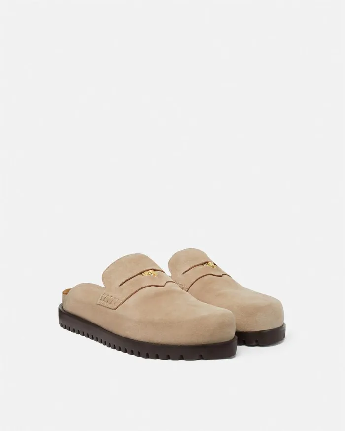 Versace Loafers and Slippers Suede Medusa Mules Beige 8211 Men Versace Loafers and Slippers Suede Medusa Mules Beige 8211 Men