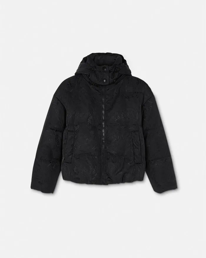 Versace Outerwear and Coats Barocco Silhouette Puffer Jacket Black 8211 Women