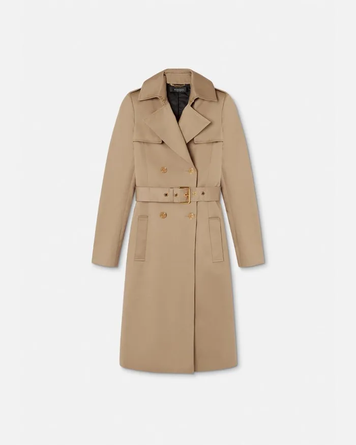Versace Outerwear and Coats Gabardine Trench Coat Beige 8211 Women