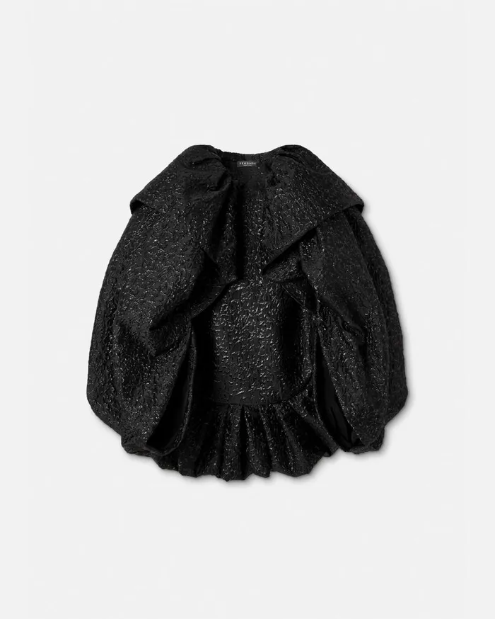 Versace Outerwear and Coats Lurex Cloquet Cape Black 8211 Women