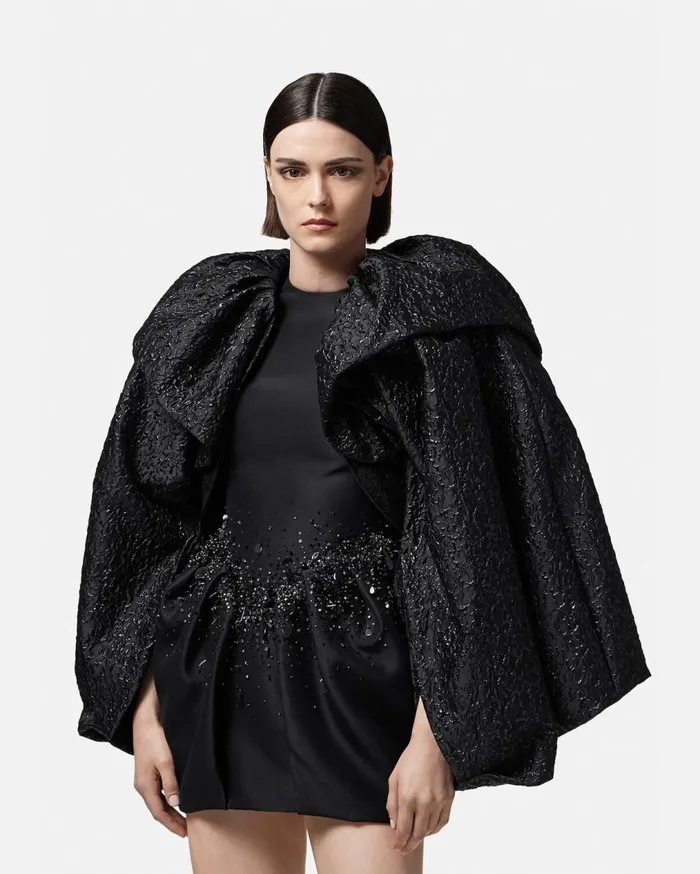 Versace Outerwear and Coats Lurex Cloquet Cape Black 8211 Women Versace Outerwear and Coats Lurex Cloquet Cape Black 8211 Women