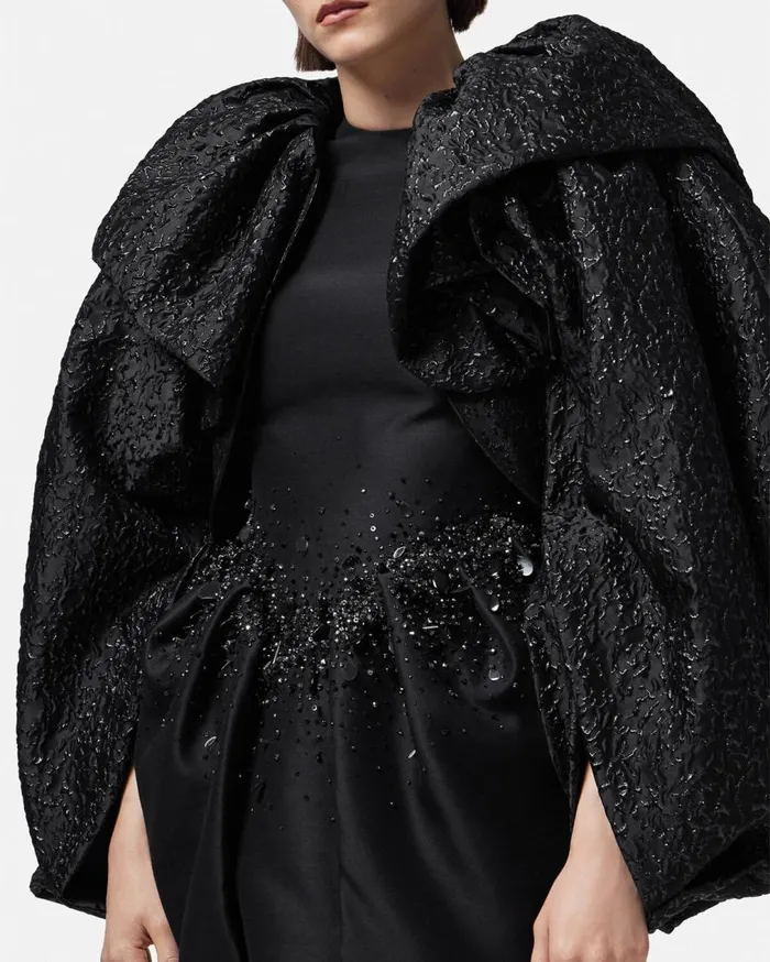 Versace Outerwear and Coats Lurex Cloquet Cape Black 8211 Women Versace Outerwear and Coats Lurex Cloquet Cape Black 8211 Women