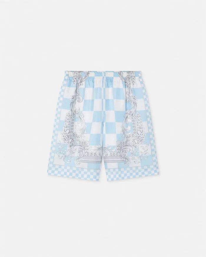 Versace Pants and Shorts Medusa Contrasto Silk Shorts Blueprint 8211 Men