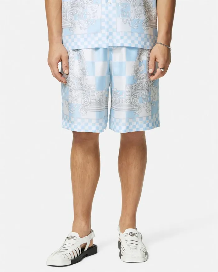 Versace Pants and Shorts Medusa Contrasto Silk Shorts Blueprint 8211 Men Versace Pants and Shorts Medusa Contrasto Silk Shorts Blueprint 8211 Men