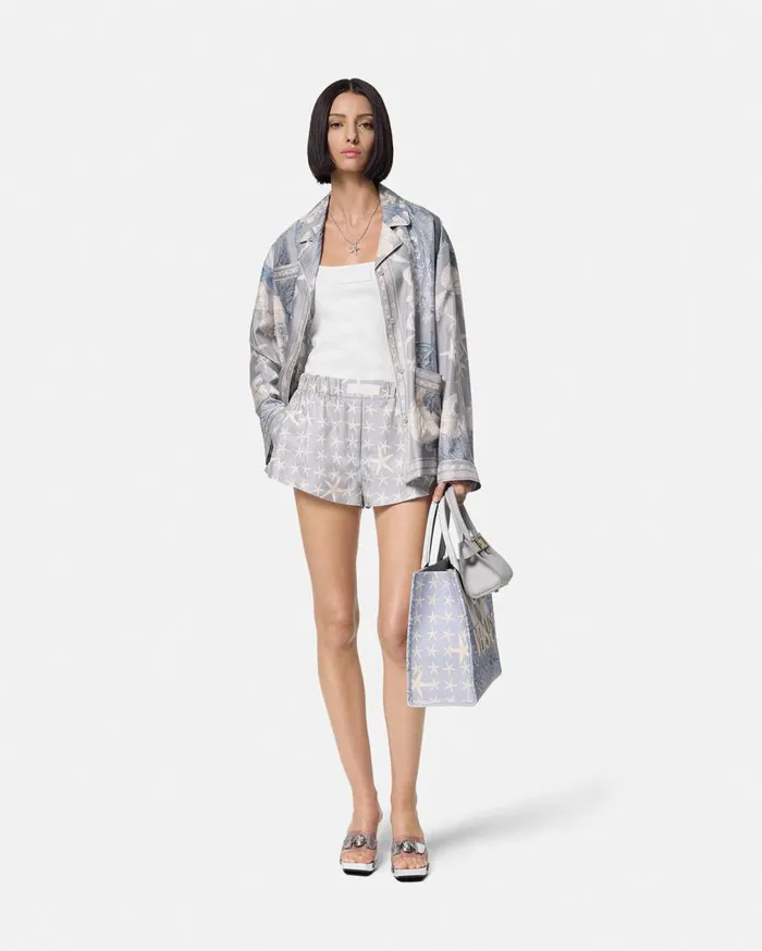 Versace Pants and Shorts Stella Marina Silk Boxer Shorts Gray 8211 Women Versace Pants and Shorts Stella Marina Silk Boxer Shorts Gray 8211 Women