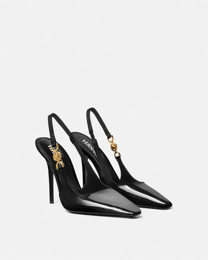 Versace Pumps and Slingbacks Medusa 03995 Slingback Pumps 110 Mm Blackgold 8211 Women Versace Pumps and Slingbacks Medusa 03995 Slingback Pumps 110 Mm Blackgold 8211 Women