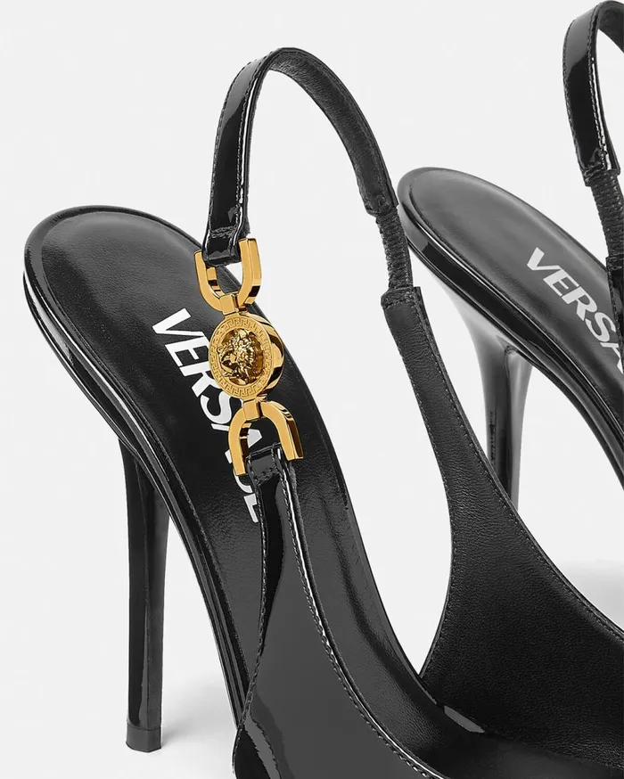 Versace Pumps and Slingbacks Medusa 03995 Slingback Pumps 110 Mm Blackgold 8211 Women Versace Pumps and Slingbacks Medusa 03995 Slingback Pumps 110 Mm Blackgold 8211 Women