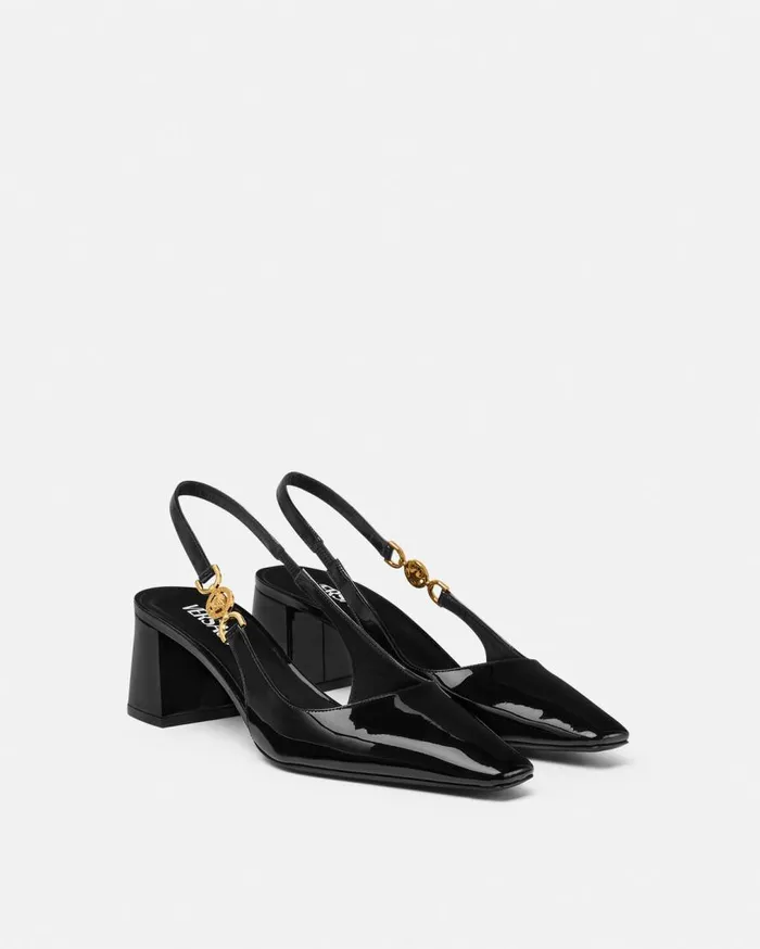 Versace Pumps and Slingbacks Medusa 03995 Slingback Pumps 55 Mm Blackgold 8211 Women Versace Pumps and Slingbacks Medusa 03995 Slingback Pumps 55 Mm Blackgold 8211 Women