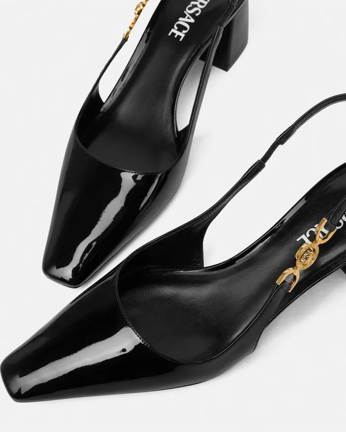 Versace Pumps and Slingbacks Medusa 03995 Slingback Pumps 55 Mm Blackgold 8211 Women Versace Pumps and Slingbacks Medusa 03995 Slingback Pumps 55 Mm Blackgold 8211 Women