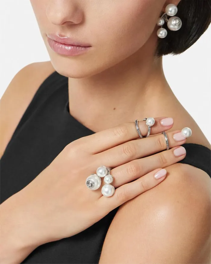 Versace Rings Medusa Pearl Fingertip Rings Silver 8211 Women Versace Rings Medusa Pearl Fingertip Rings Silver 8211 Women